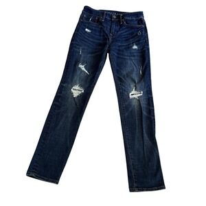 American Eagle‎ Mens Dark Wash Ripped Distressed Slim Jeans